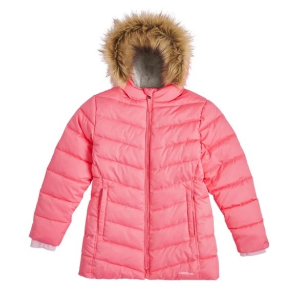 Land's End Hooded Youth Parka Jacket - Salt Washed Pink NEW - Picture 13 of 16